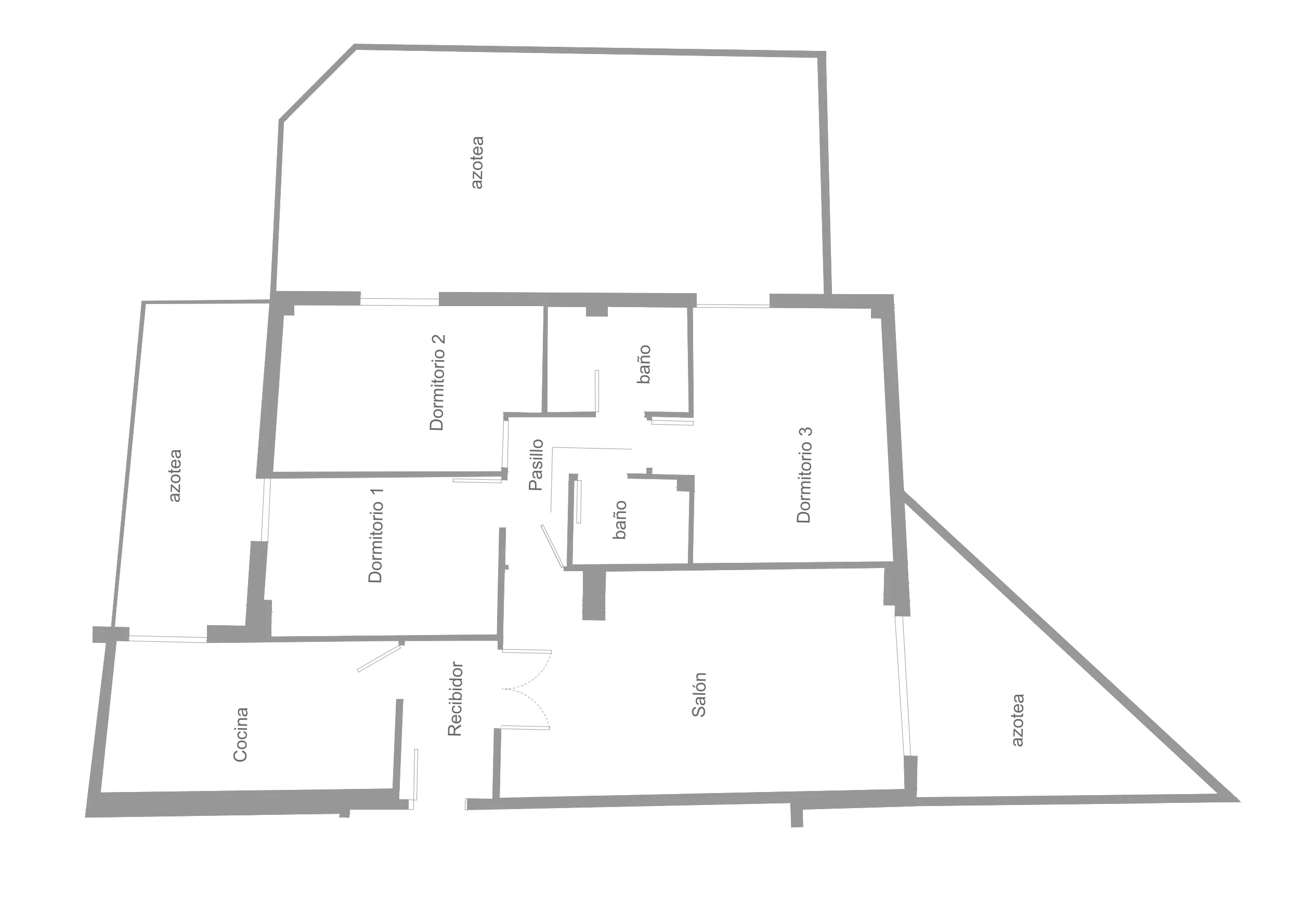 Plano de distribución de reforma integral en vivienda de Zaragoza